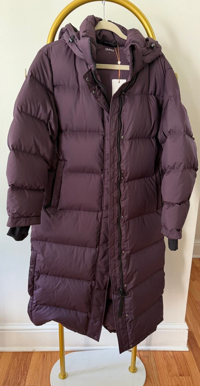Quince NEW Responsible Down Long Puffer Jacket, Large